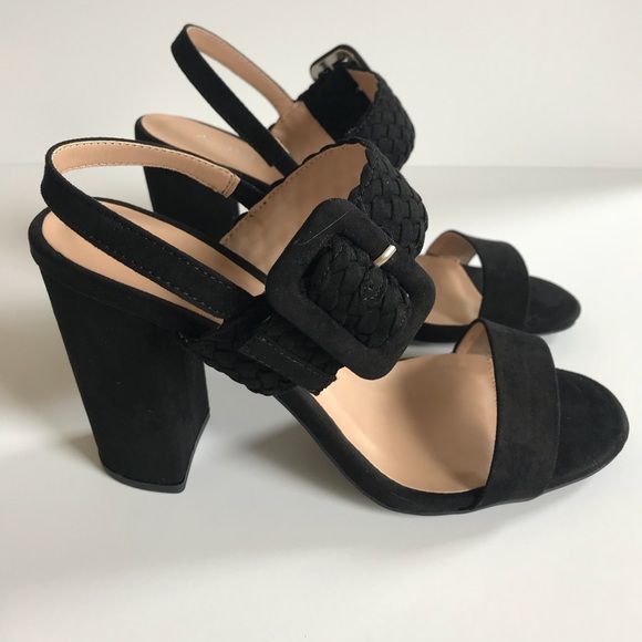 NEW! Strappy Braided Heel Sandal Black - Picture 6 of 7